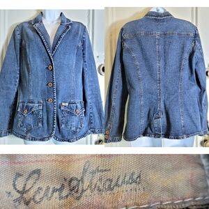 VTG Levi Strauss Signature Denim Levi's fitted blazer jacket 3 button pockets L
